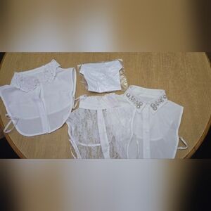 Women Fake Detachable Dickey Collar Diamond Pearl Lace Fake Half Shirt Collar